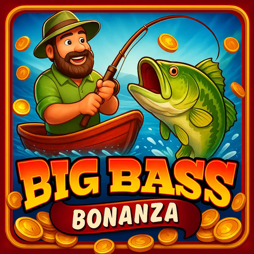 Big Bass Bonanza slot artwork with a fisherman and big bass fish