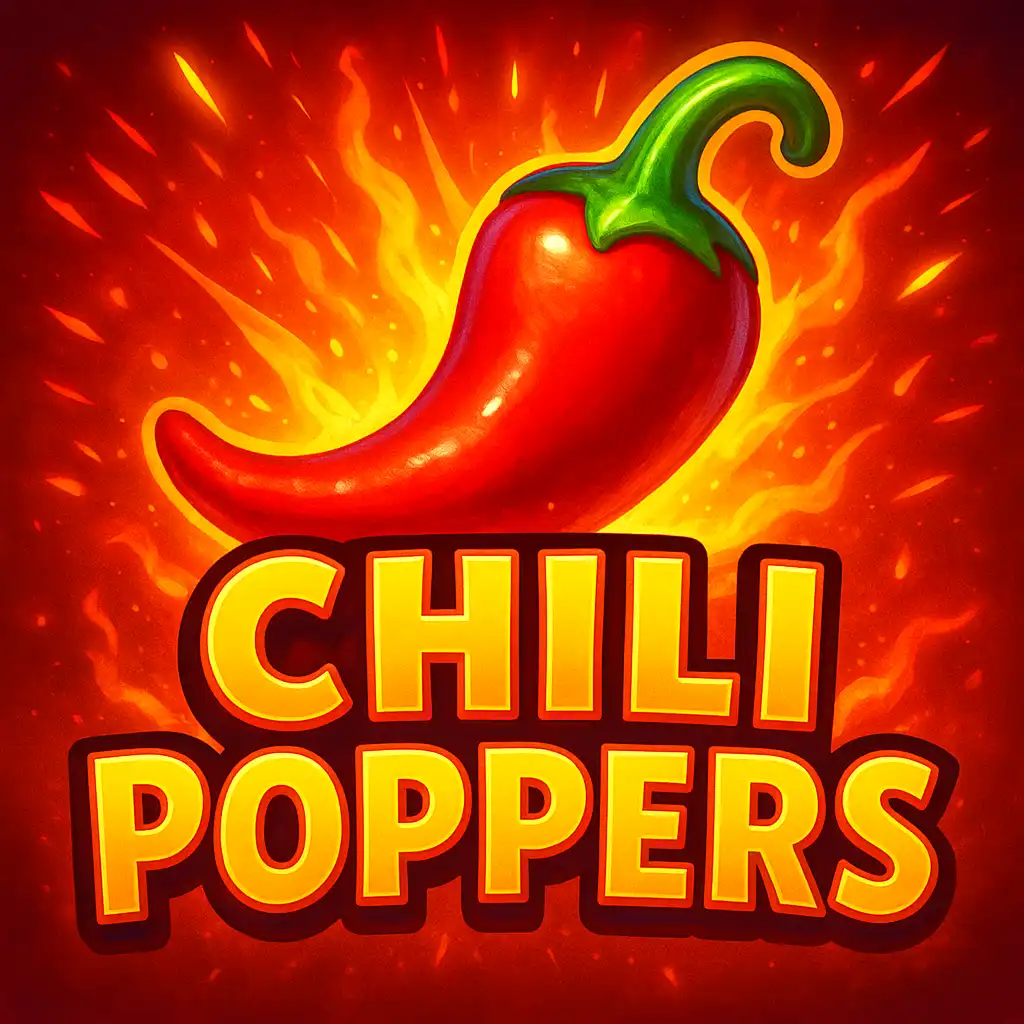 Chili Poppers slot artwork with fiery chili pepper symbols